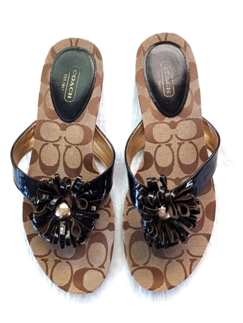 COACH SUKI FRINGE FLOWER THONG SANDALS SIZE 8